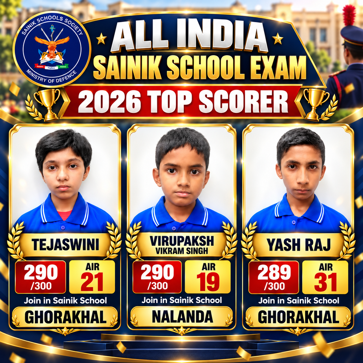 AISSEE 2026 Top Scorers | Sainik School Results – Geometry Defence Academy