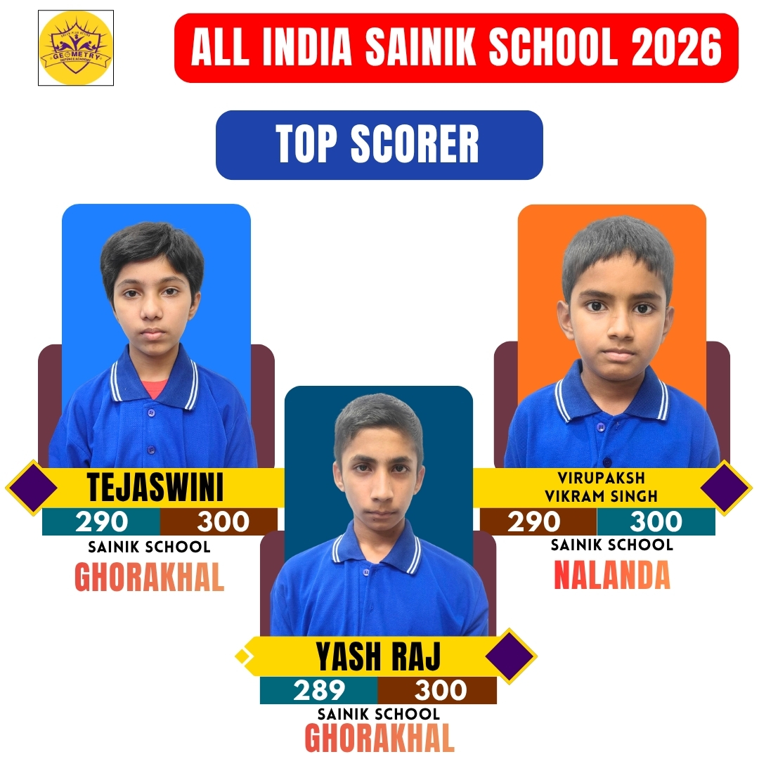 ALL INDIA SAINIK SCHOOL : 2026 (TOP SCORER) OF GEOMETRY DEFENCE ACADEMY